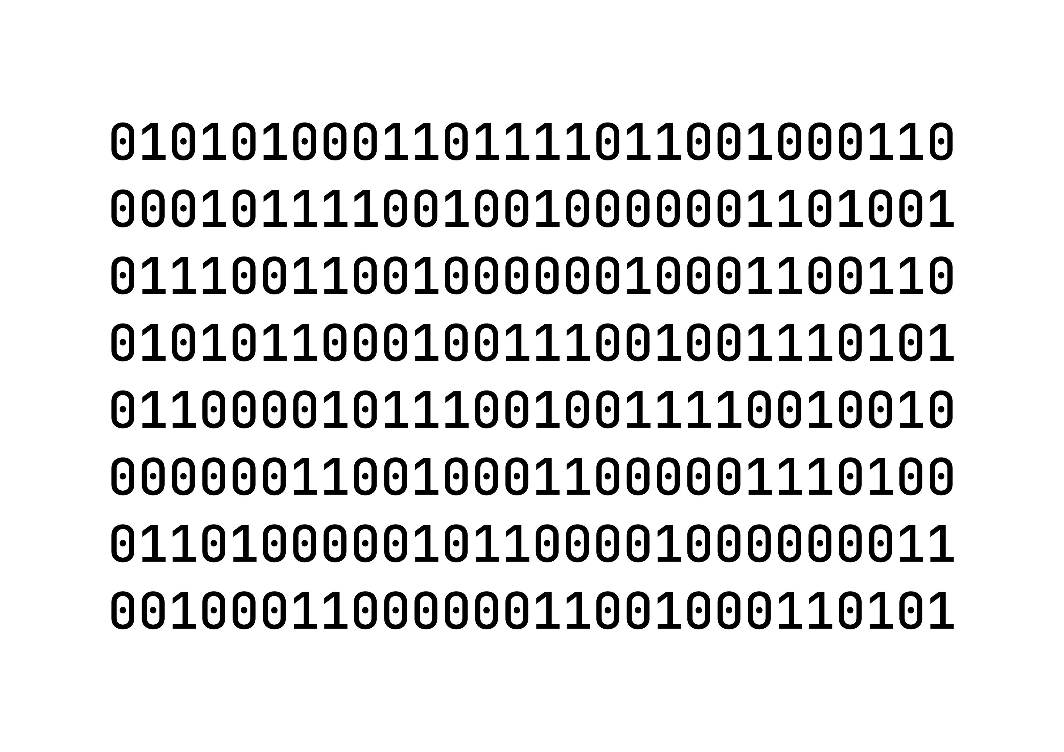 Binary code representing 'Today is February 20th, 2025'.